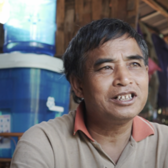 Water filter user in rural Lao