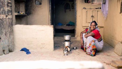 Woman with cookstove